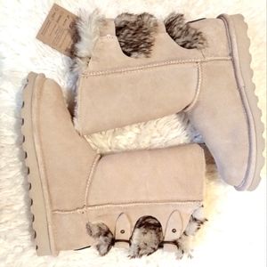 🕎🎄BEARPAW Oat Suede Eloise Wool Lined Pull-on Boot Women Size 8M NIB